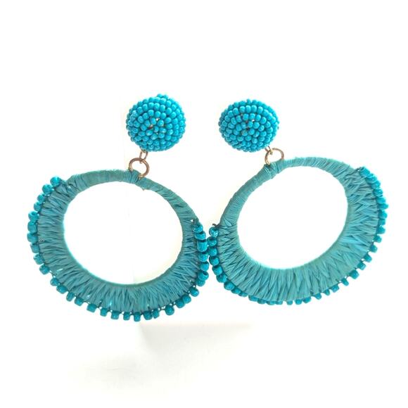 Bohemian Style Vacation Seed Bead Rattan Woven Beaded Dangle Post Stud Earrings - Picture 1 of 4